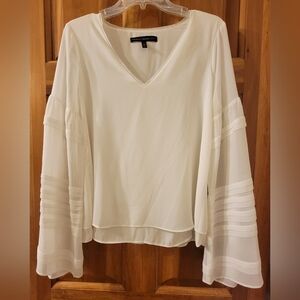 White House Black Market Ivory Bell Sleeve Blouse Size 4